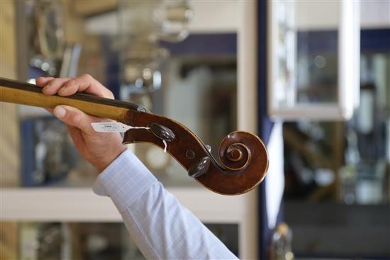 A 19th century German cello labelled Neuner und Hornsteiner and a Stradivarius label, hard cased.